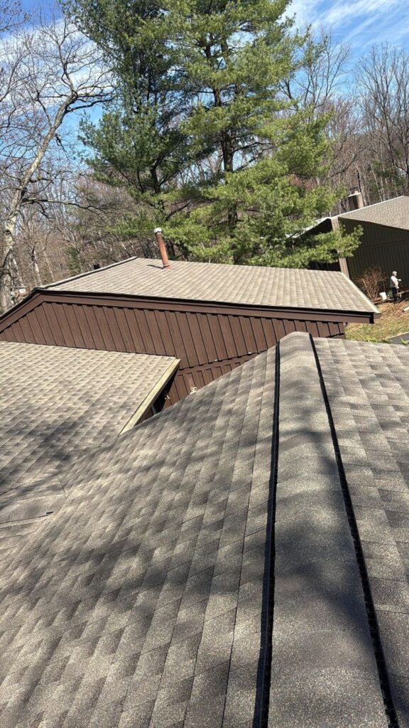 GAF ridge vent along the peak of a new roof in Annandale, VA
