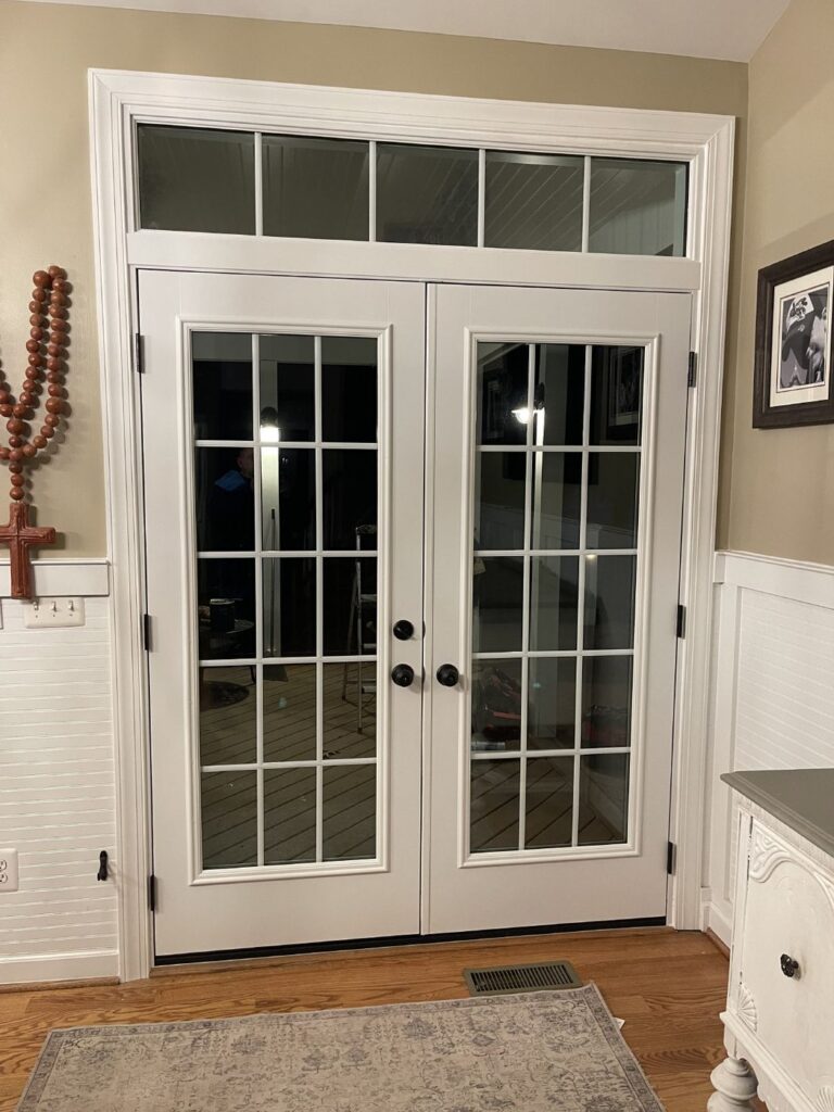 New ProVia French doors seen from the kitchen of a Fairfax Station, VA home