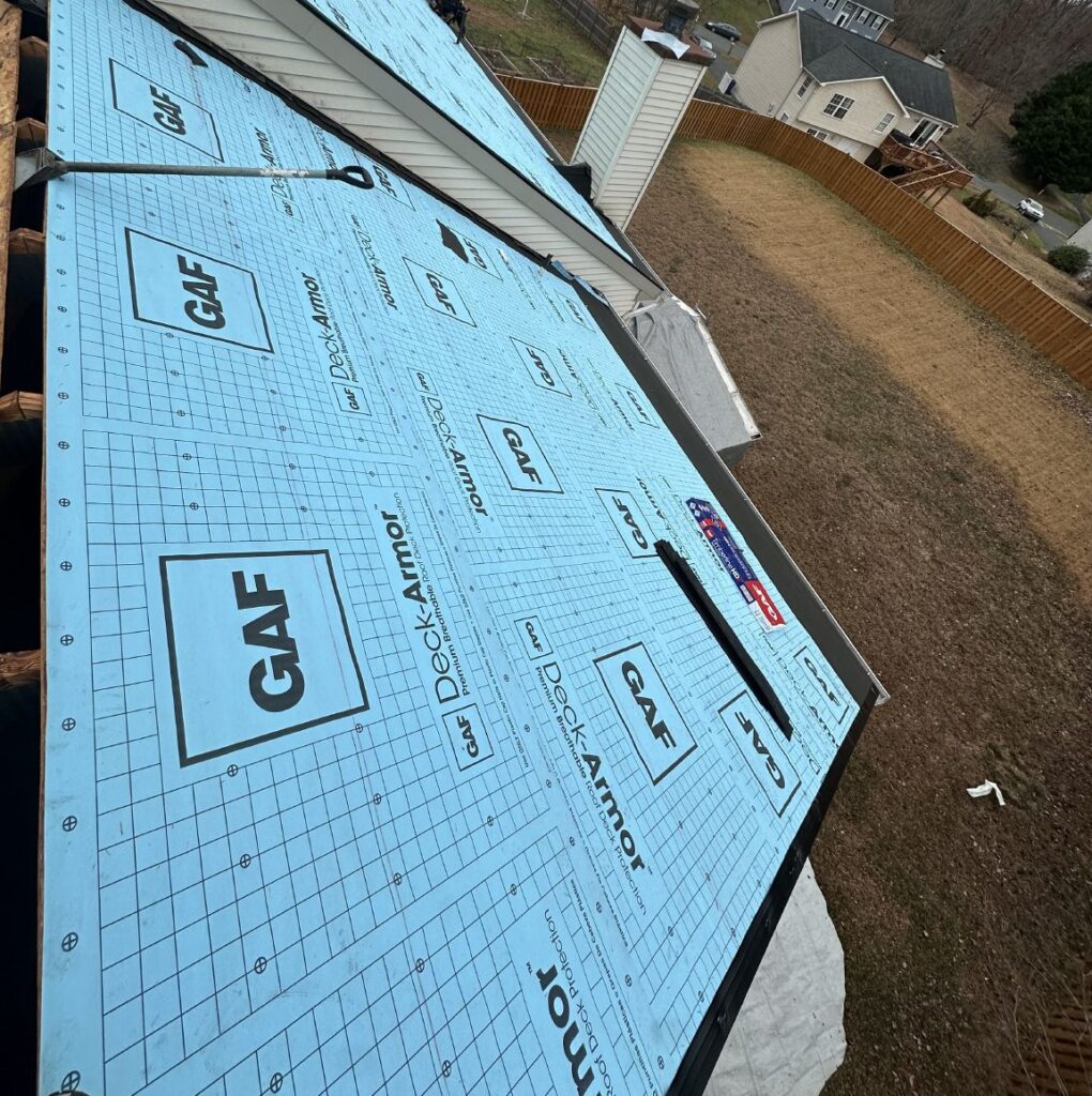 GAF Deck-Armor underlayment covering a Stafford, VA roof