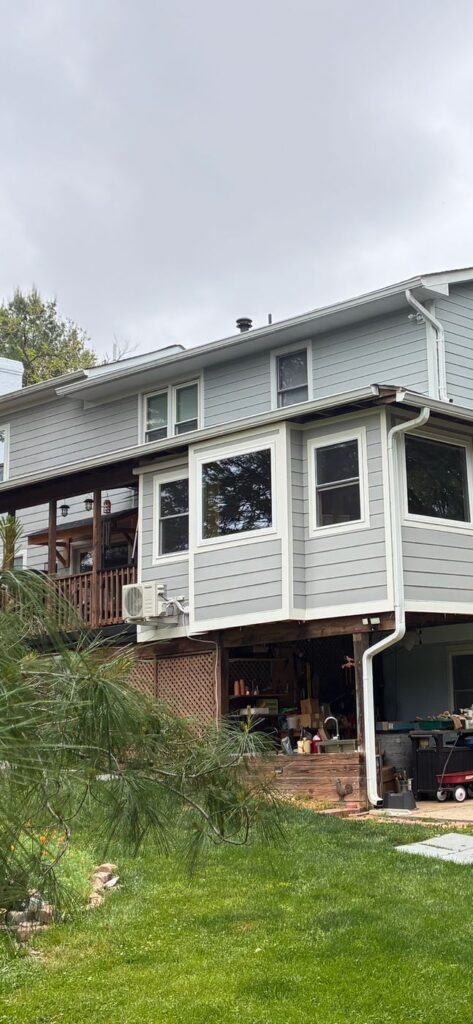 Bay window boxes on a Warrenton, VA home sided in James Hardie lap siding